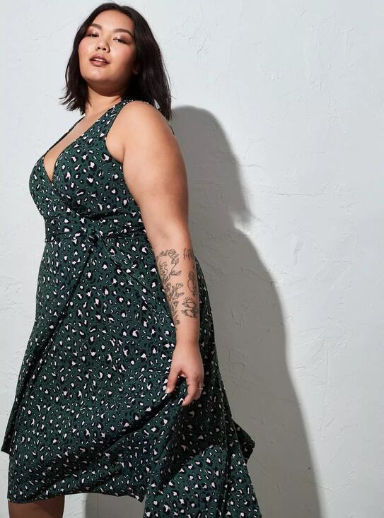 Torrid Dresses & Skirts - Torrid Green Leopard Print High Low Sleeveless Midi Dress Women’s 2X Belted